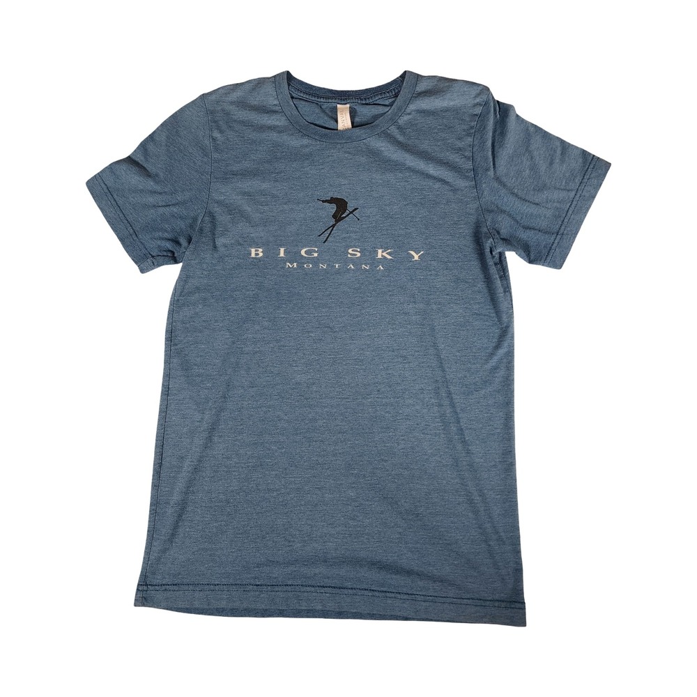 Bella Canvas Big Sky Montana Skier Graphic‎ T-Shirt Heather Blue Mens Small